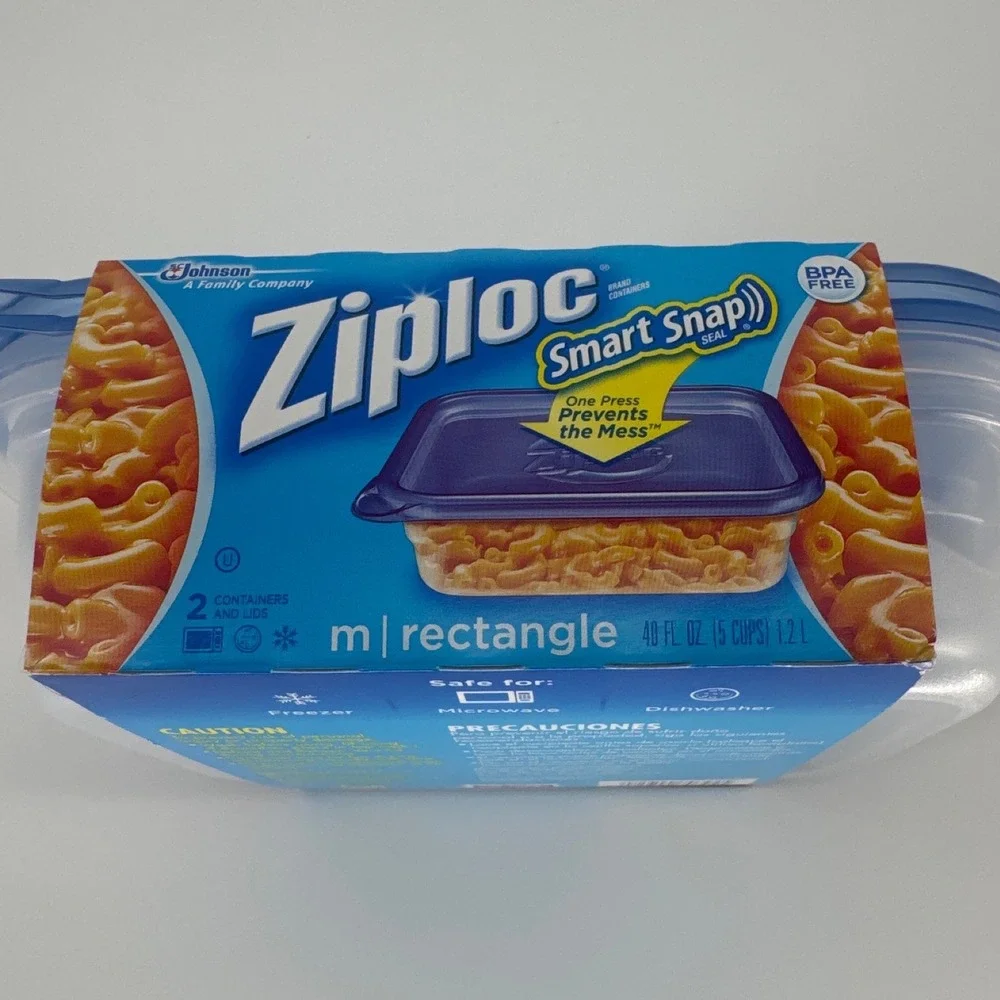 Ziploc Smart Snap Seal Medium Rectangle Food Storage Containers 2ct 40oz Blue